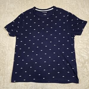 Lacoste - Men's Large - Navy All Over Logo Crew-Neck Short Sleeve Sleep T-Shirt